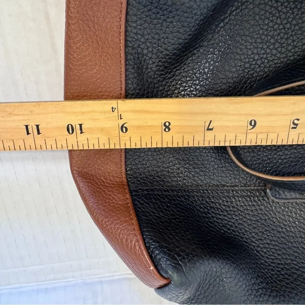 Fossil Black Brown Leather Hobo Shoulder Bag Handbag Purse Vintage Classic